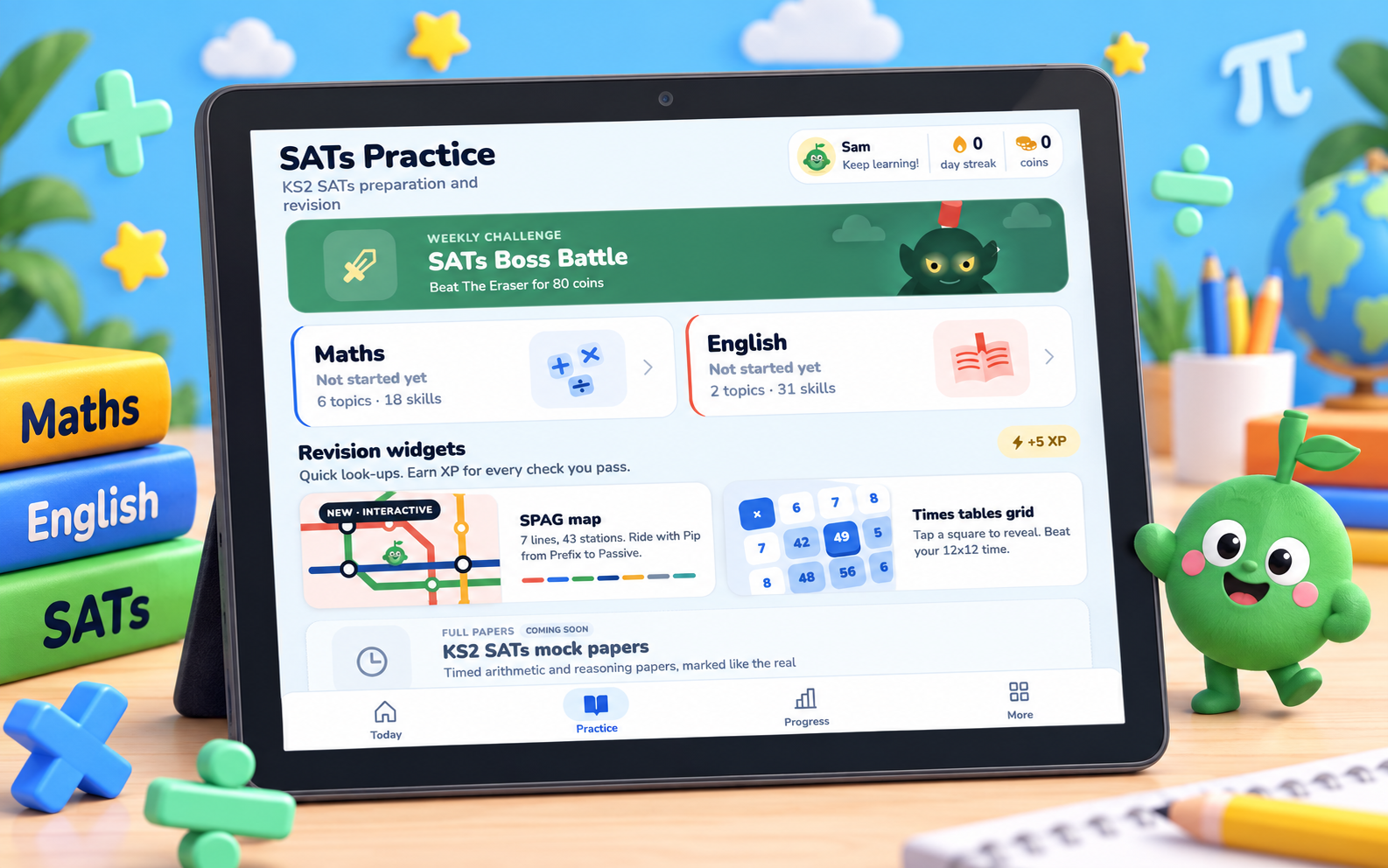 Pip KS2 SATs practice on a Fire tablet