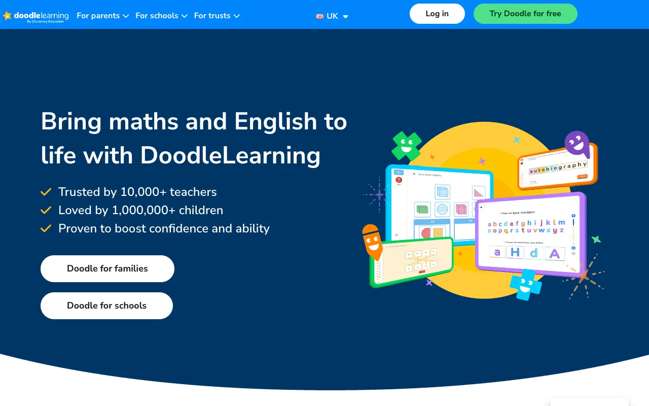 DoodleMaths homepage, screenshot 6 Oct 2026