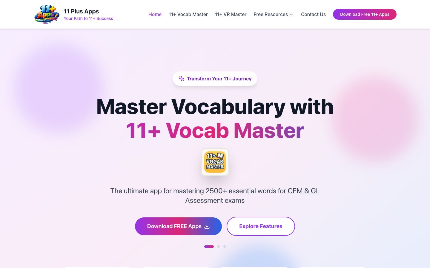 11 Plus Apps homepage or app screen