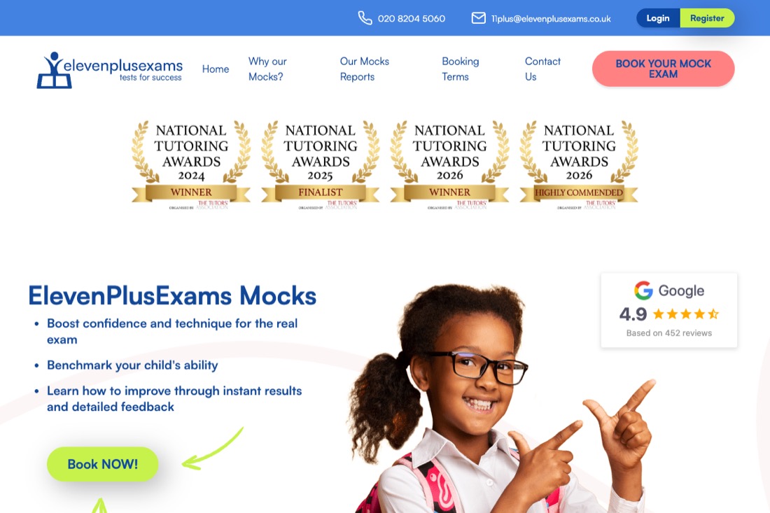 Eleven Plus Exams (Mocks) website homepage