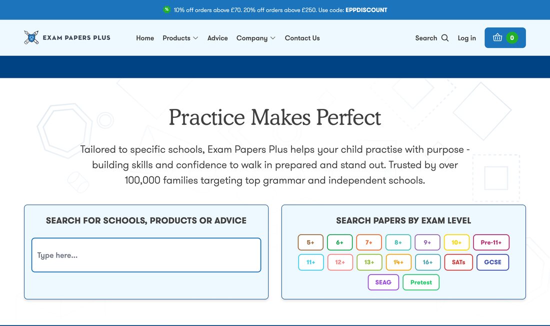 Exam Papers Plus (+ Pretest Plus) website homepage