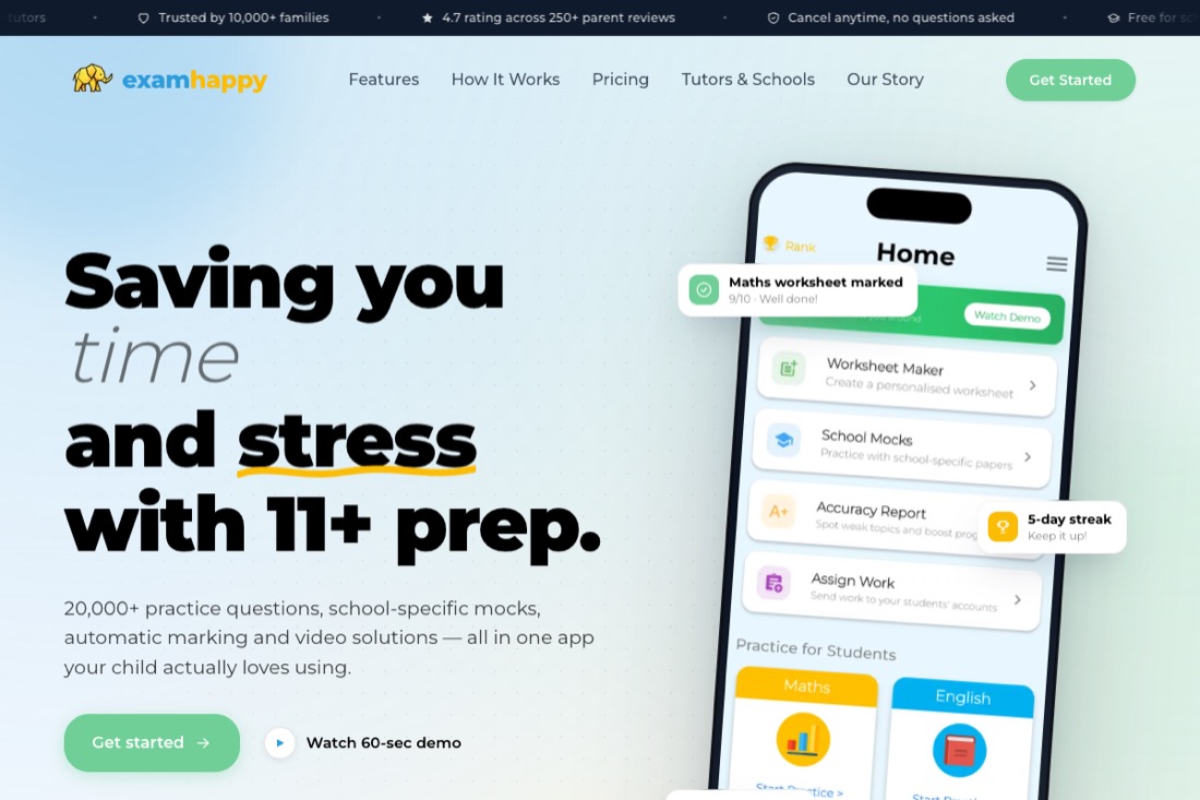 ExamHappy website homepage
