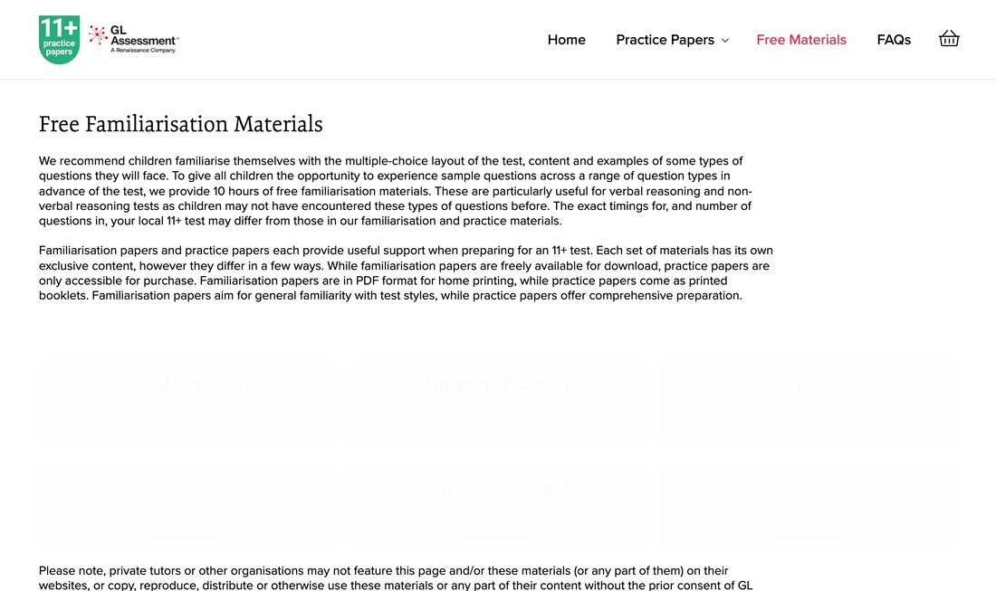 GL Assessment, the exam board, publishes free familiarisation papers in all four subjects.