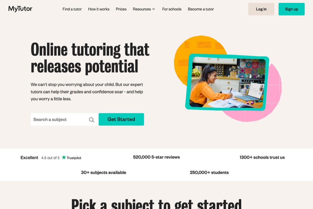 MyTutor website homepage