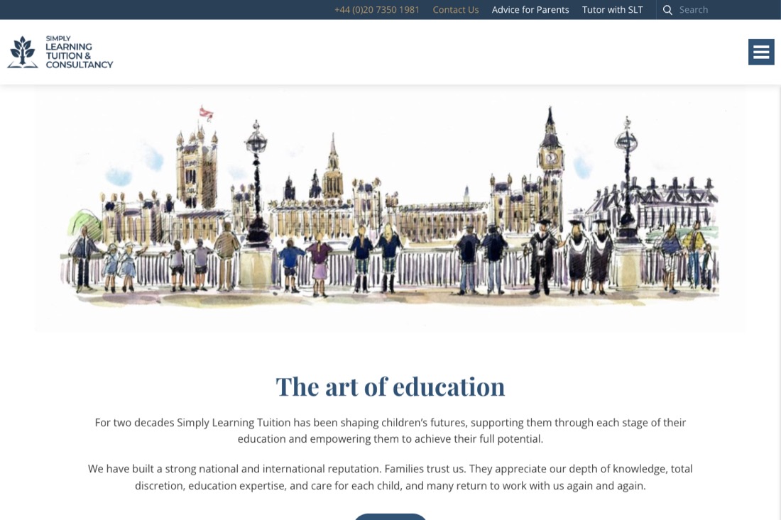 Simply Learning Tuition website homepage