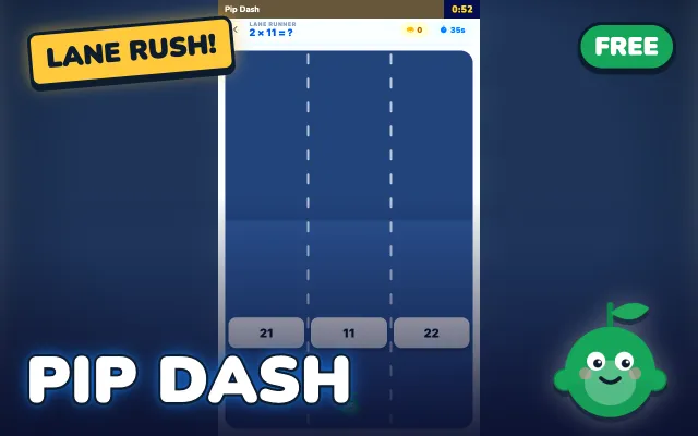 Pip Dash, a times tables speed game for KS2