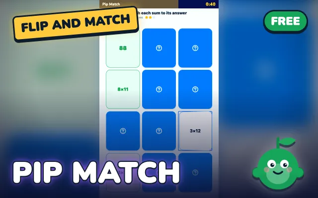 Pip Match, a times tables recall game for KS2