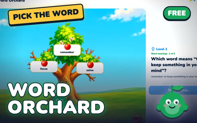 Word Orchard, a word meanings and opposites game for KS2