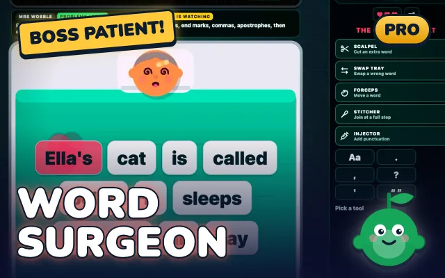 Sentence Surgeon, a spelling, punctuation and grammar game for KS2
