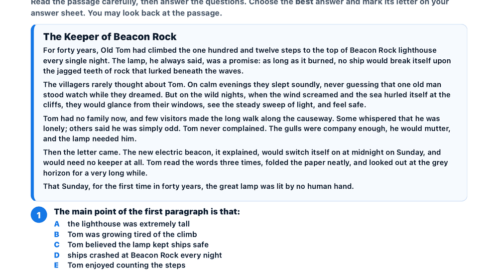 Preview snippet of the free 11+ English practice paper PDF