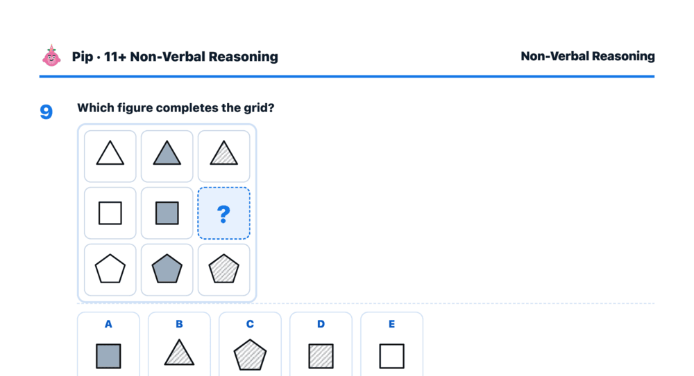 Preview snippet of the free 11+ Non-Verbal Reasoning practice paper PDF