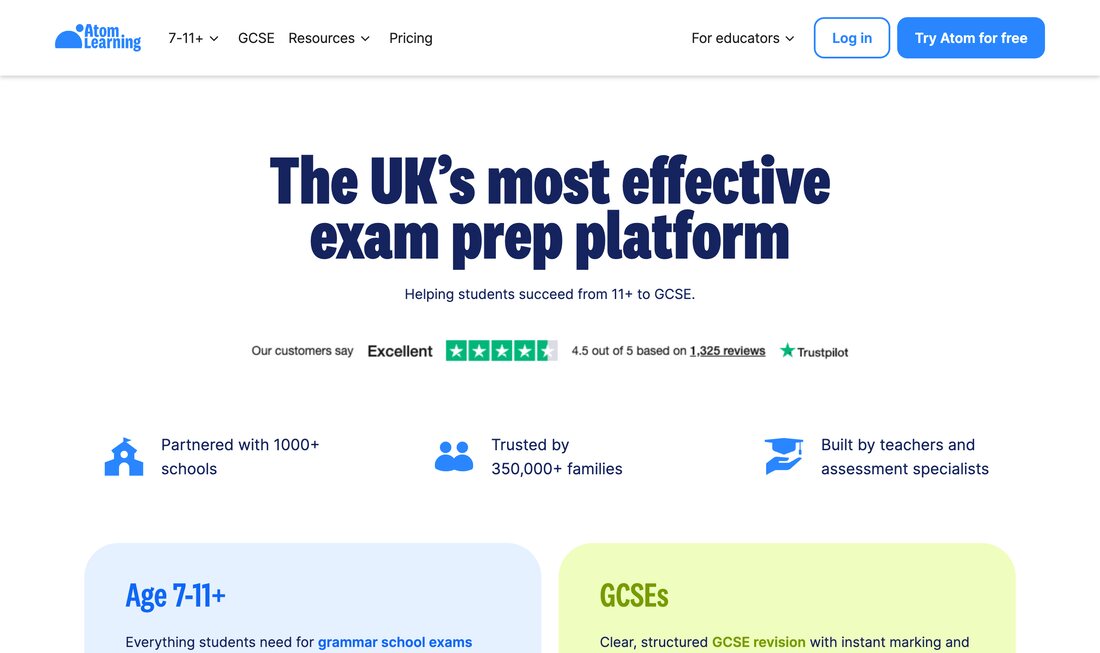 Atom Learning homepage