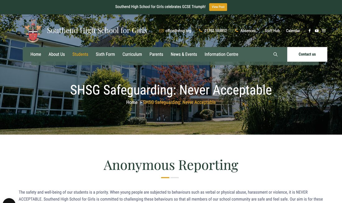 Southend High School for Girls homepage
